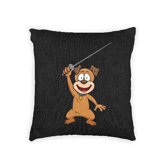 Fencing Dog Funny Animal Fencing Humor For Dog Woven Pillows