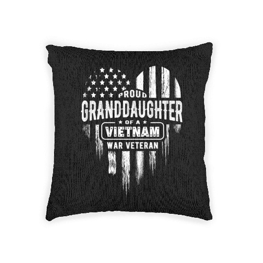 Proud Granddaughter Vietnam Vet Grandpa Veteran US Woven Pillows