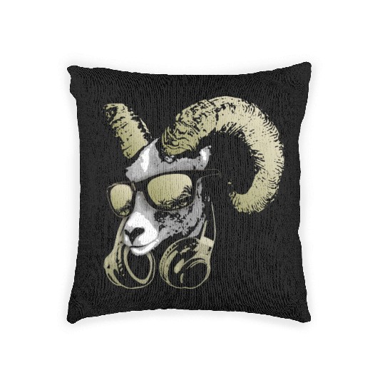 DJ Goat Bling Cool and Funny Music Animal with Woven Pillows