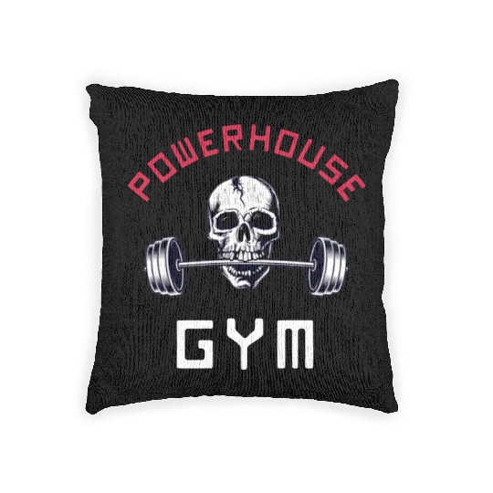 Powerhouse Gym - Bodybuilding Workout Saying Woven Pillows
