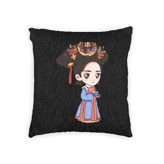 HAND PAINTED GIRL IMAGE Woven Pillows