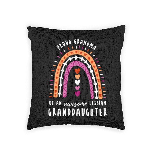 Proud Grandma Lesbian Granddaughter Rainbow Woven Pillows