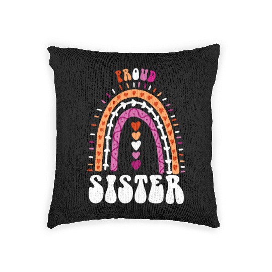Proud Sister Lesbian Pride Boho Rainbow Woven Pillows