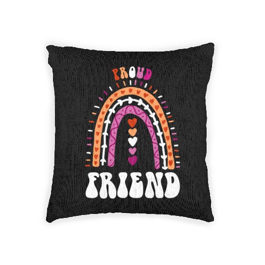 Proud Friend Lesbian Pride Boho Rainbow Woven Pillows