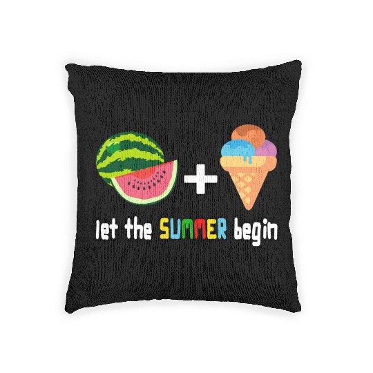summer cool watermelon, ice cream vacation holiday Woven Pillows