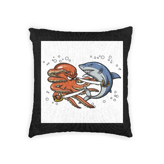 Octopus Shark Pirate Battle Woven Pillows