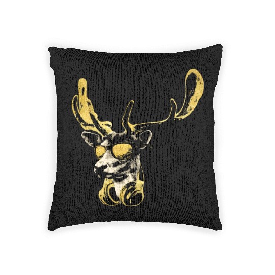 Deer DJ Bling Cool Funny Music Animal With Woven Pillows