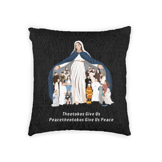 Virgin Mary Rosary Woven Pillows