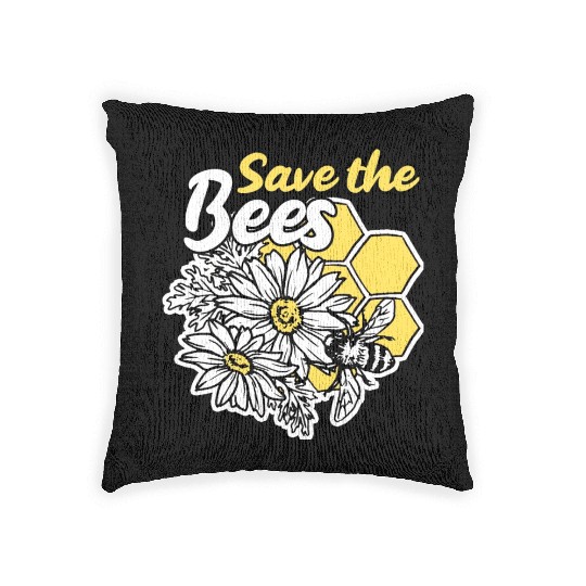 Save the bee honey bee gift idea environmental pro Woven Pillows