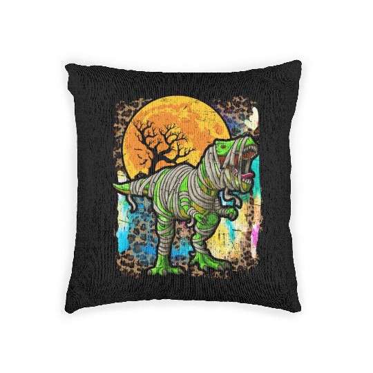 Halloween Dinosaur Zombie Tie Dye Woven Pillows