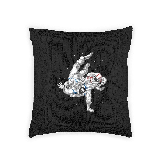 Astronauts Jiu-Jitsu Wrestling Woven Pillows