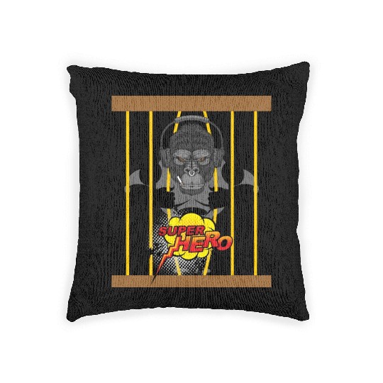 monkey super hero Woven Pillows