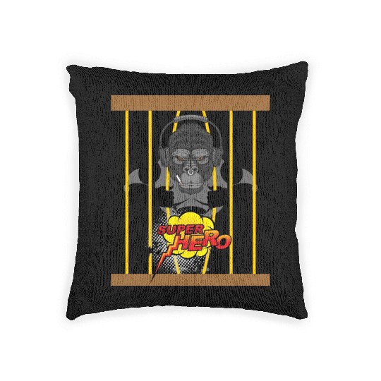 monkey super hero Woven Pillows