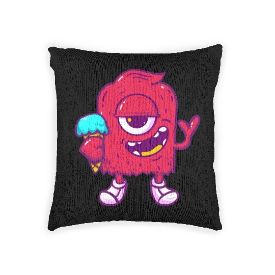 Red monster cute Woven Pillows