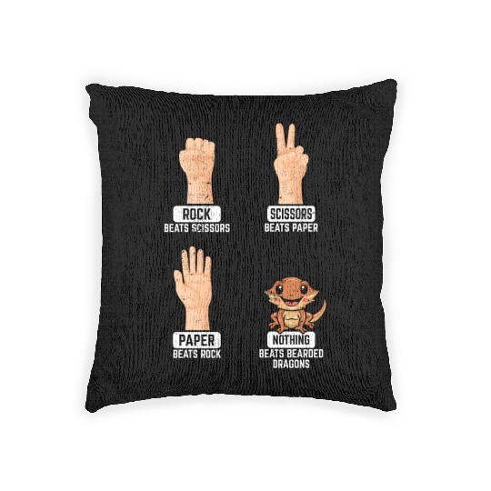 Rock Paper Scissors Nothing Beats Bearded Dragons Woven Pillows