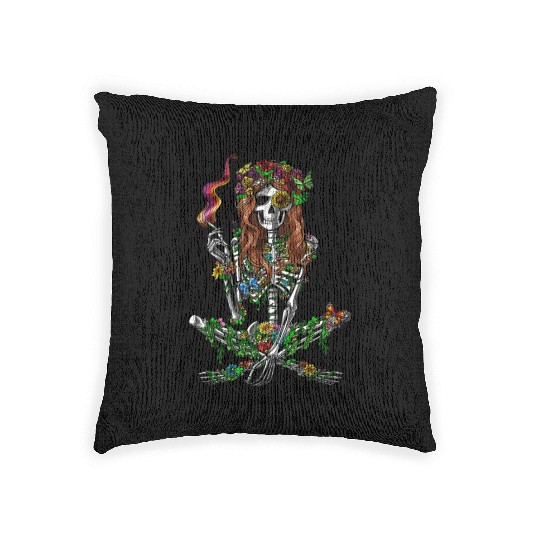 Psychedelic Hippie Skeleton Woven Pillows