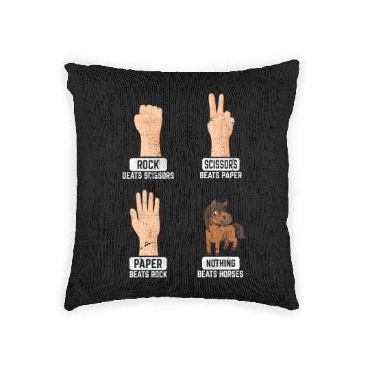 Rock Paper Scissors Nothing Beats Horses Horse Rid Woven Pillows