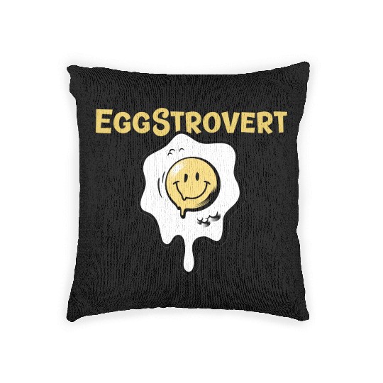 Eggstrovert Happy Extrovert Fried Egg Woven Pillows