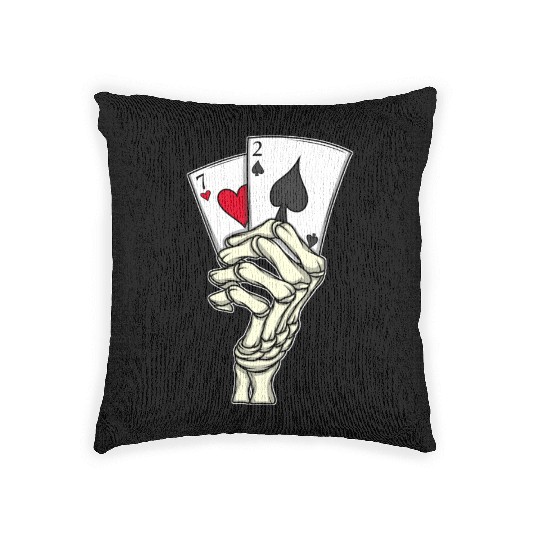 Poker Player Poker Cards 7 2 Skeleton Hand Poker Woven Pillows