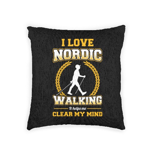 I Love Nordic Walking It Helps Me Clear Mind walk Woven Pillows