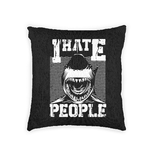 I HATE PEOPLE SHARK Woven Pillows