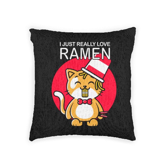 Cat Ramen Lover I Just really love Ramen Woven Pillows