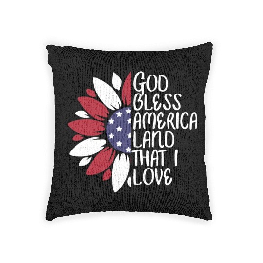 God Bless America Sunflower God Bless USA Woven Pillows