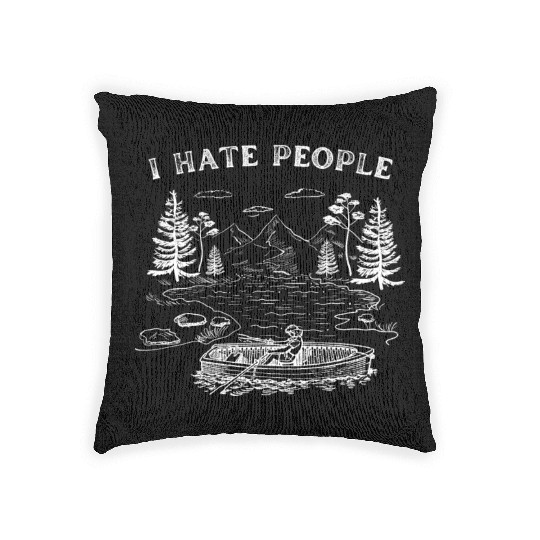 I love boating i hate people Woven Pillows