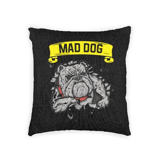 Mad dog pitbill lover Woven Pillows