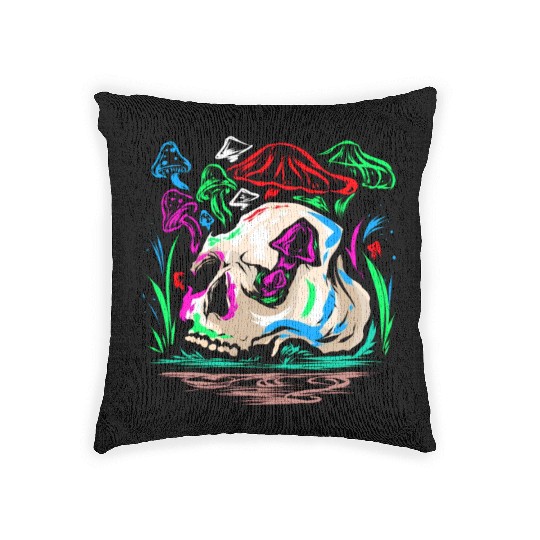 Psychedelic Magic Mushroom - Space Shroom Woven Pillows
