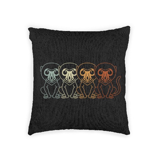 Retro Proboscis Monkey Ape Wildlife Zookeeper Woven Pillows
