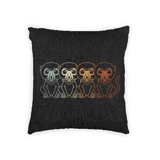 Retro Proboscis Monkey Ape Wildlife Zookeeper Woven Pillows
