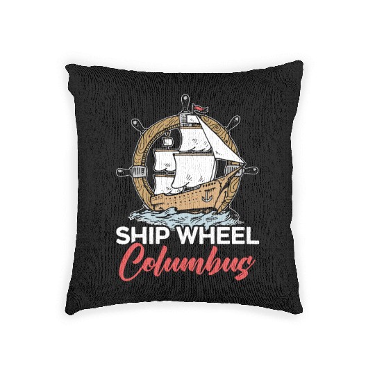 Ship Wheel Columbus Day Christopher Columbus Woven Pillows