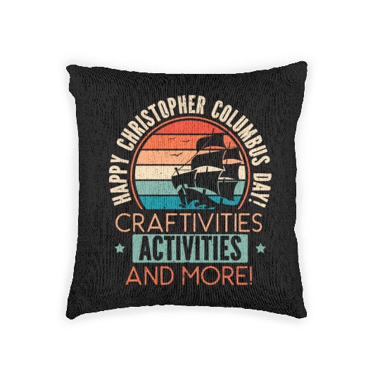 Happy Christopher Columbus Day Italian American Woven Pillows