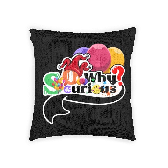 Why So Curious Swoosh Balloon toon funny parody. Woven Pillows