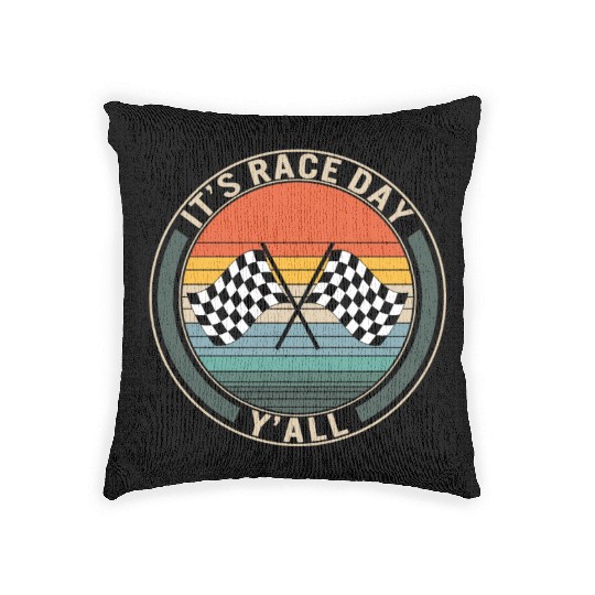It's Race Day Y'all Woven Pillows, Race Day Checkered