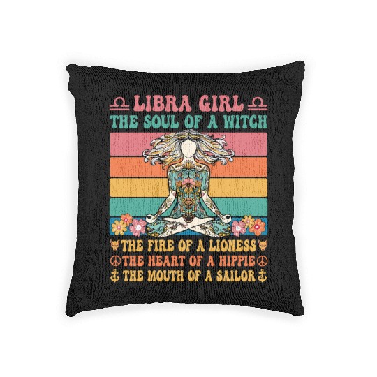 Libra Girl Astrology Sign Woven Pillows