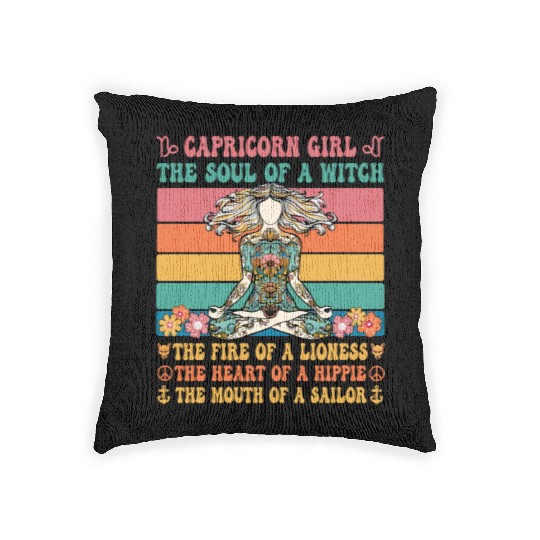 Capricorn Girl Astrology Sign Woven Pillows