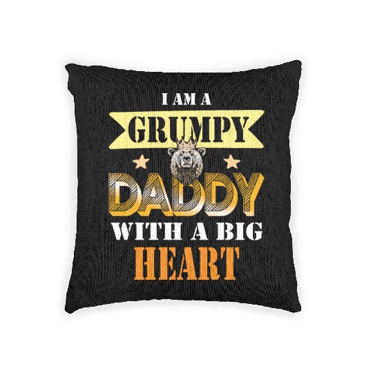 I Am A Grumpy Daddy With A Big Heart Gift idea Woven Pillows