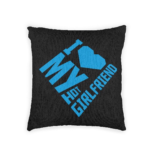I love my girlfriend Woven Pillows