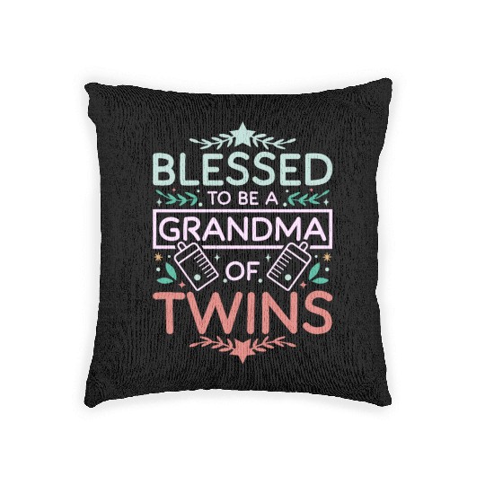 Nana Grandma of twins Woven Pillows