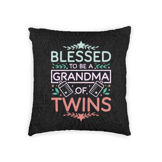 Nana Grandma of twins Woven Pillows