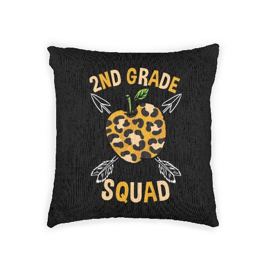 2nd Grade Back To School Squad Leopard Print Woven Pillows