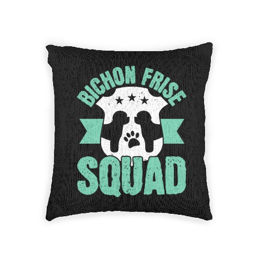 Bichon Frise Squad Dog Lover Puppy Paw Love Woven Pillows