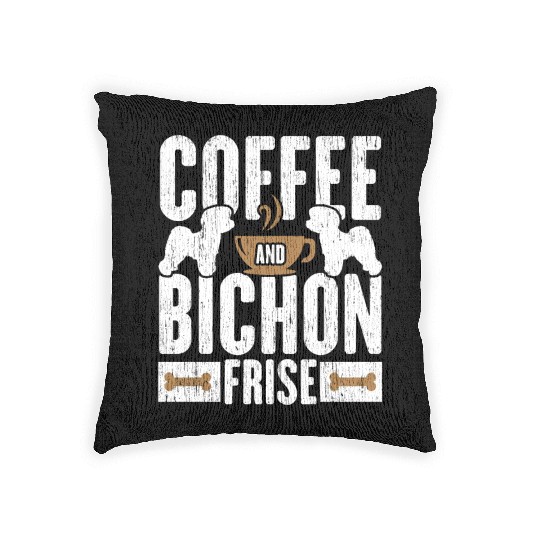 Coffee And Bichon Frise Dog Lover Puppy Paw Love Woven Pillows