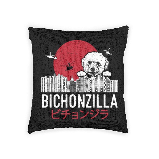 Bichonzilla Bichon Frise Dog Lover Puppy Woven Pillows