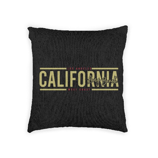 California Long Beach Surfing Woven Pillows