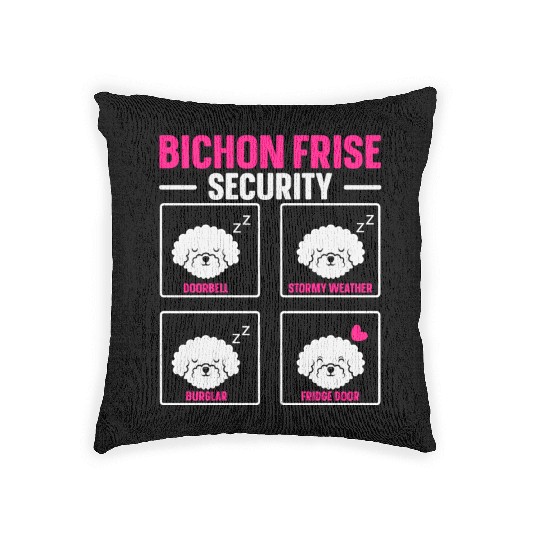 Bichon Frise Security Dog Lover Puppy Paw Love Woven Pillows