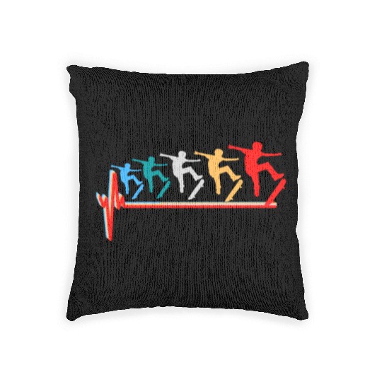 Skateboard Skater Heartbeat Love Retro Vintage Woven Pillows