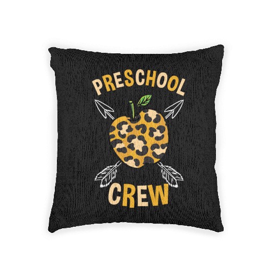 Preschool Back To School Crew Leopard Print Woven Pillows